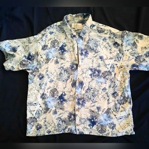 Island Shores Washable 100% Silk, Hawaiian Button Shirt, Men's Size XL